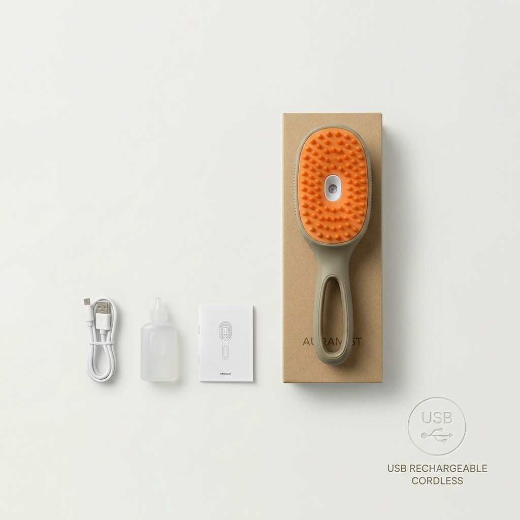 AuraMist™ 3-in-1 Pet Steam Brush.
